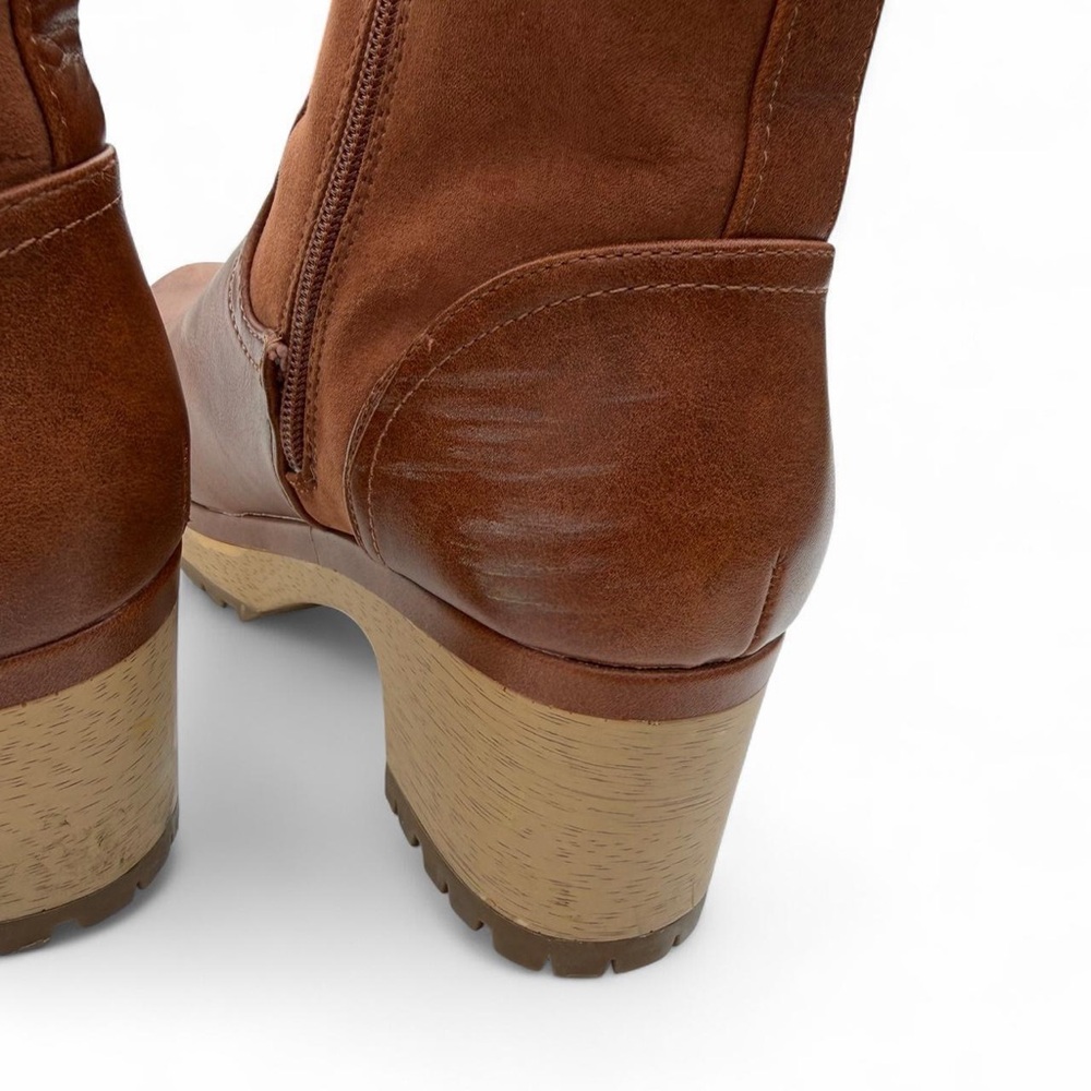 Universal Thread Brown Leather Shearling Ankle Bo… - image 3